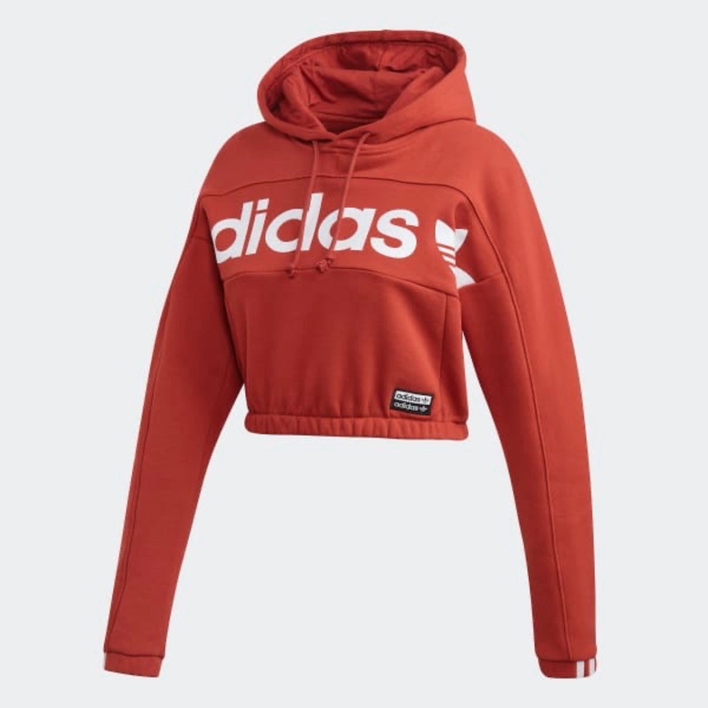 ADIDAS ORANGE CROPPED HOODIE
